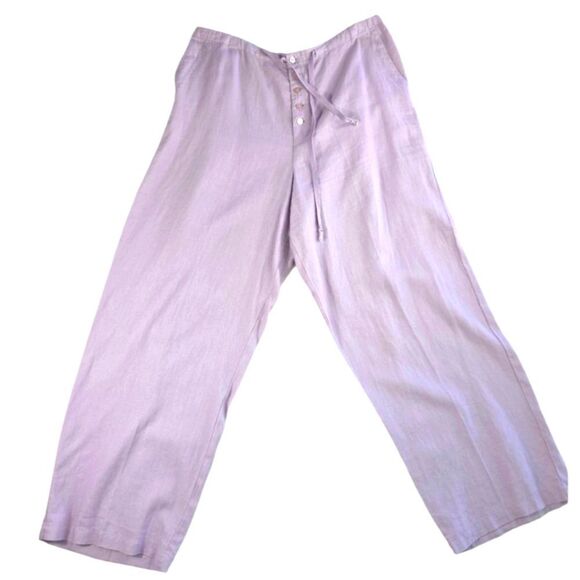 Chadwick's Linen Wide Leg Button Front Pants Size 16 - Picture 1 of 16